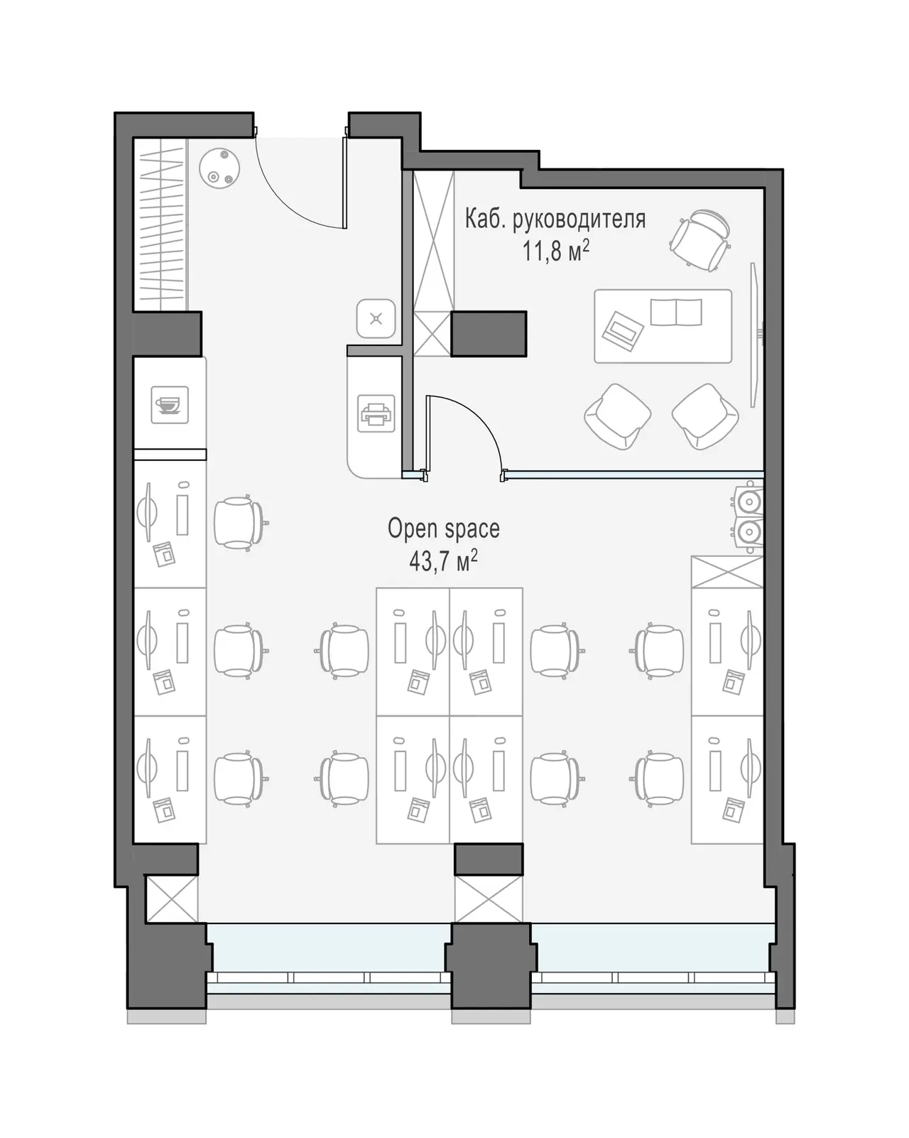 Sminex-Интеко 0-к, 56.9 м² — фото 1