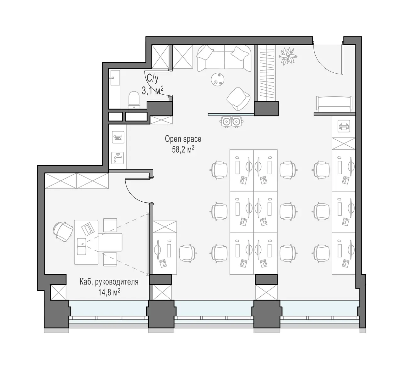Sminex-Интеко 0-к, 78.0 м² — фото 1